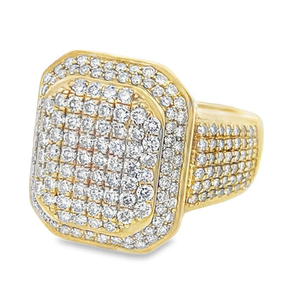 Cushion Cocktail Diamond Ring 2.85cttw 10K Yellow Gold