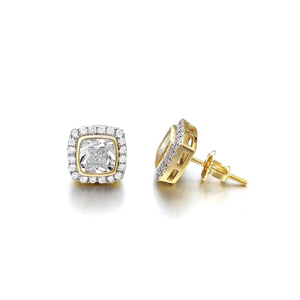 Cushion Pave Border VVS Moissanite Earrings .925 Sterling Silver