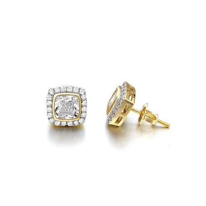 Cushion Pave Border VVS Moissanite Earrings .925 Sterling Silver