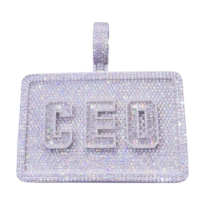 Custom 3 Baguette Letter Rectangle VVS Moissanite Pendant