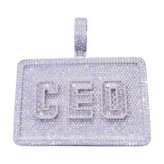 Custom 3 Baguette Letter Rectangle VVS Moissanite Pendant