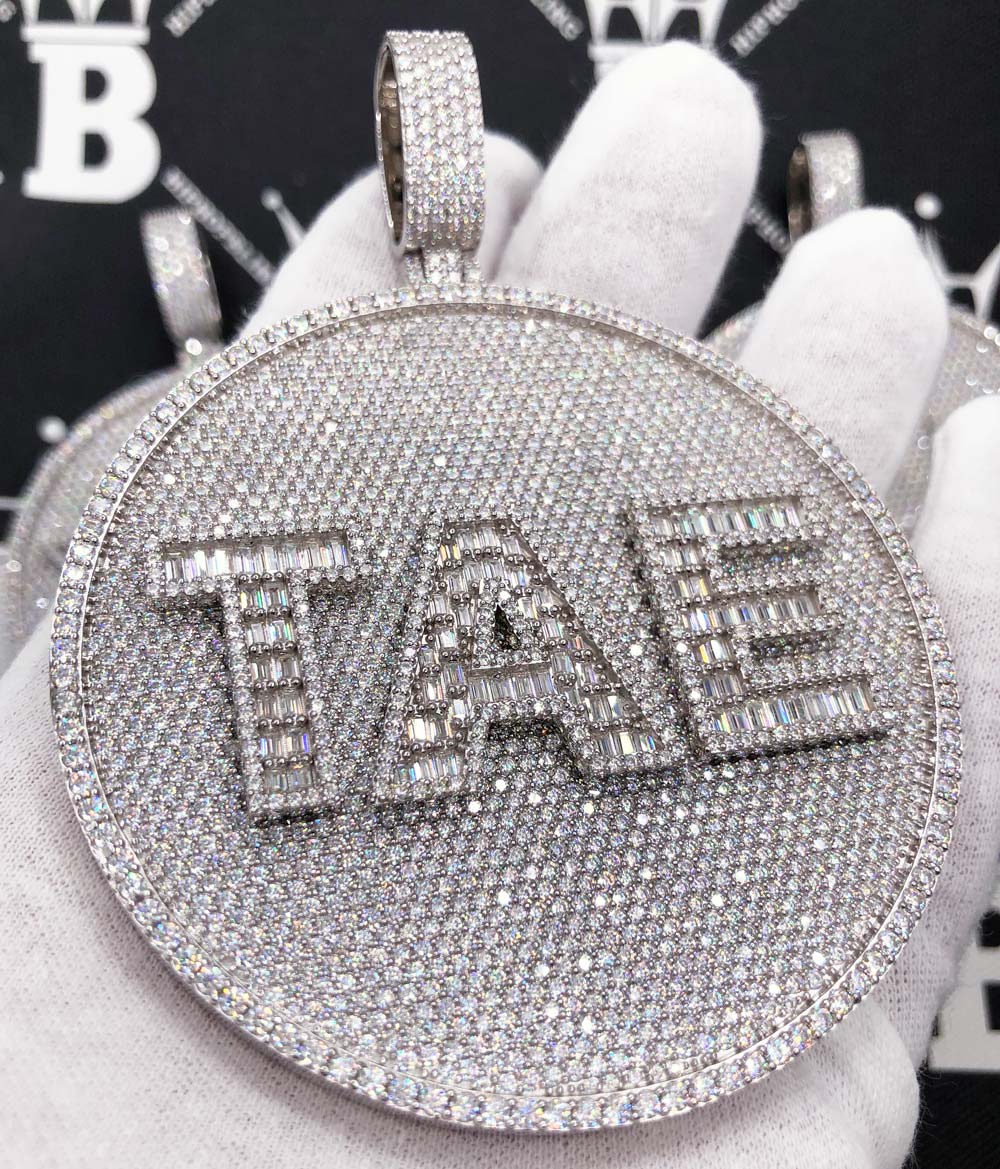 Custom 3 Baguette Letter Round VVS Moissanite Pendant