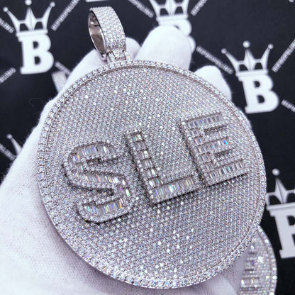 Custom 3 Baguette Letter Round VVS Moissanite Pendant