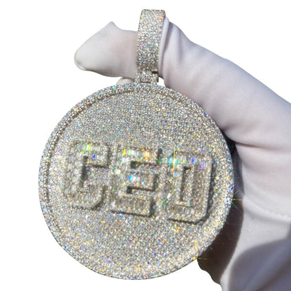 Custom 3 Baguette Letter Round VVS Moissanite Pendant