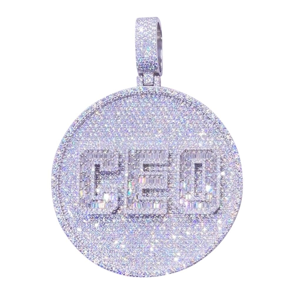 Custom 3 Baguette Letter Round VVS Moissanite Pendant