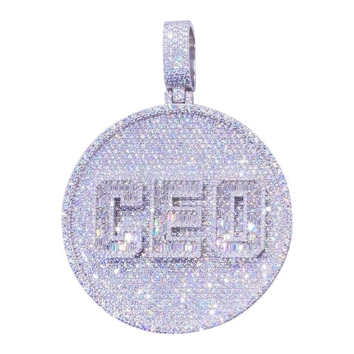 Custom 3 Baguette Letter Round VVS Moissanite Pendant
