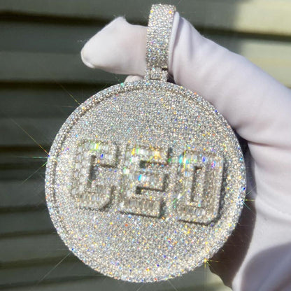 Custom 3 Baguette Letter Round VVS Moissanite Pendant