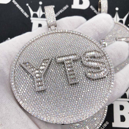 Custom 3 Baguette Letter Round VVS Moissanite Pendant