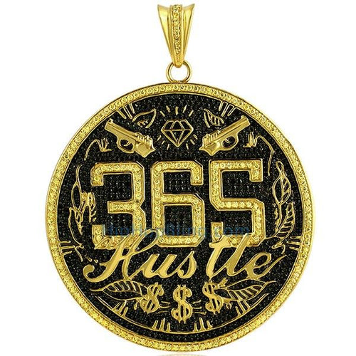 Custom 365 HUSTLE Jumbo Black & Yellow Lab CZ Medallion