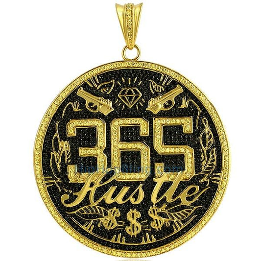 Custom 365 HUSTLE Jumbo Black & Yellow Lab CZ Medallion