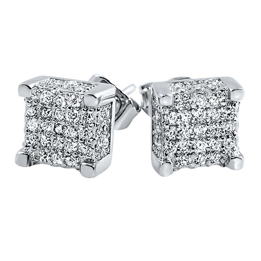 Custom 3D Cube VVS Moissanite Earrings .925 Sterling Silver