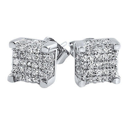 Custom 3D Cube VVS Moissanite Earrings .925 Sterling Silver