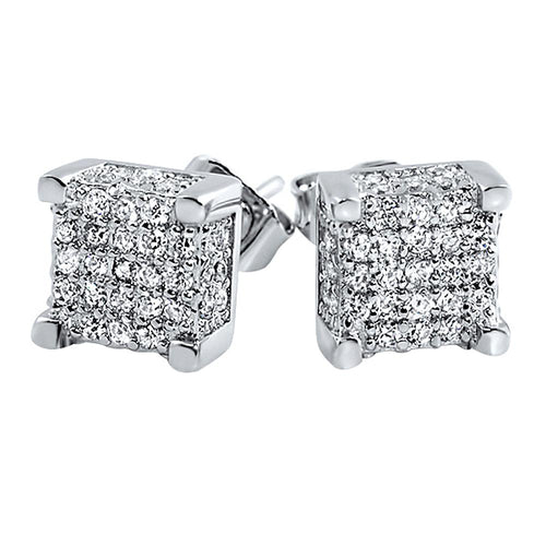 Custom 3D Cube VVS Moissanite Earrings .925 Sterling Silver