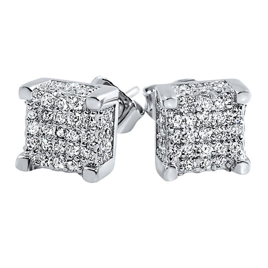 Custom 3D Cube VVS Moissanite Earrings .925 Sterling Silver