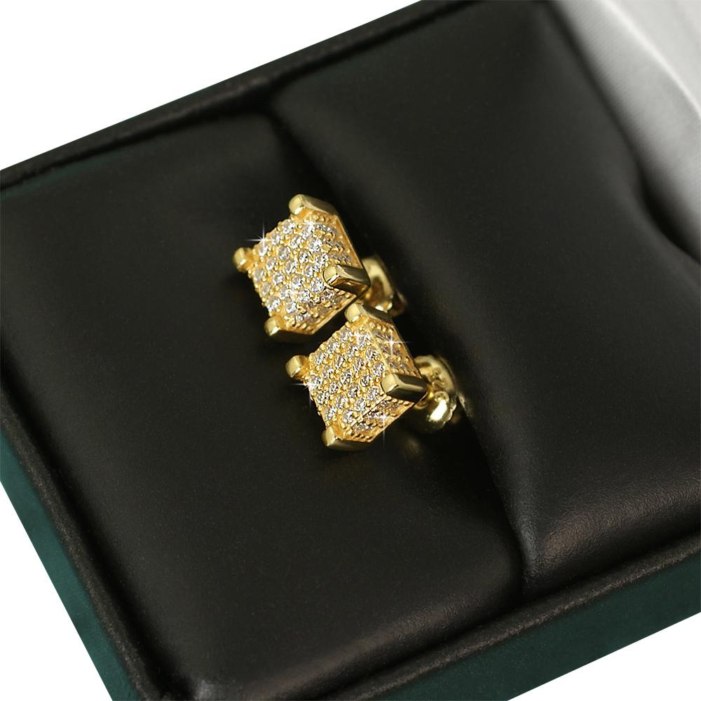Custom 3D Cube VVS Moissanite Earrings .925 Sterling Silver