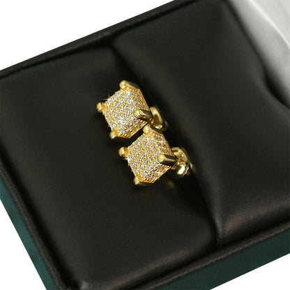 Custom 3D Cube VVS Moissanite Earrings .925 Sterling Silver