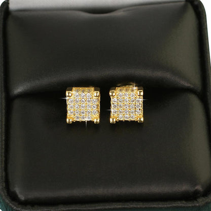Custom 3D Cube VVS Moissanite Earrings .925 Sterling Silver