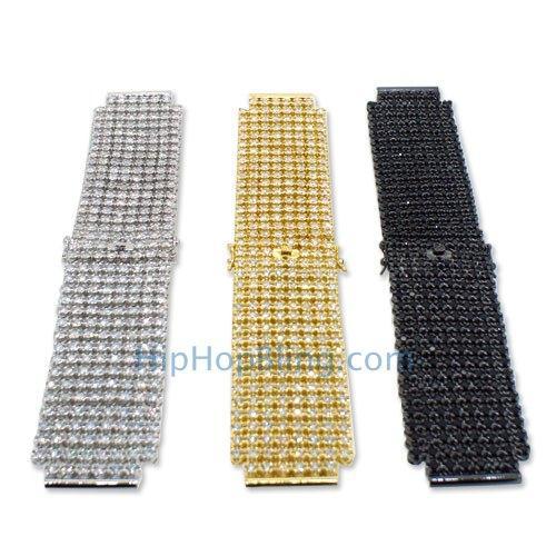 Custom 8 Row CZ Iced Out Watch Band (White)