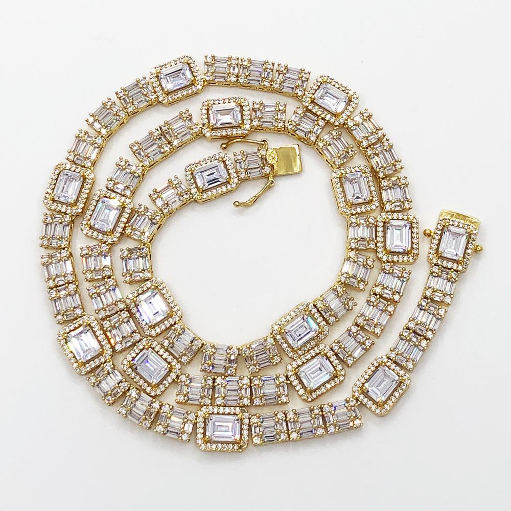 Custom Baguette Cluster Bling Bling CZ Iced Out Chain