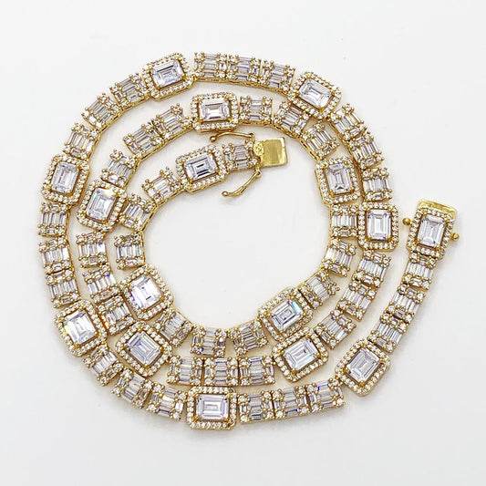 Custom Baguette Cluster Bling Bling CZ Iced Out Chain