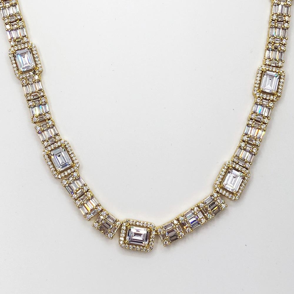 Custom Baguette Cluster Bling Bling CZ Iced Out Chain