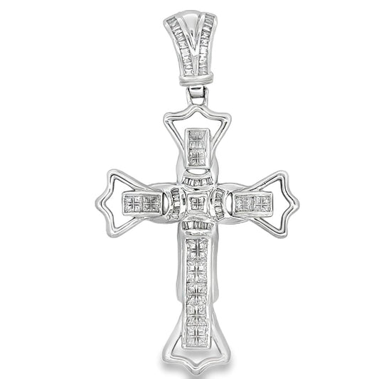 Custom Baguette Cross CZ Iced Out Pendant