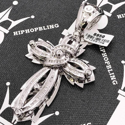 Custom Cross 1.24 Carat Diamond Pendant 14K White Gold