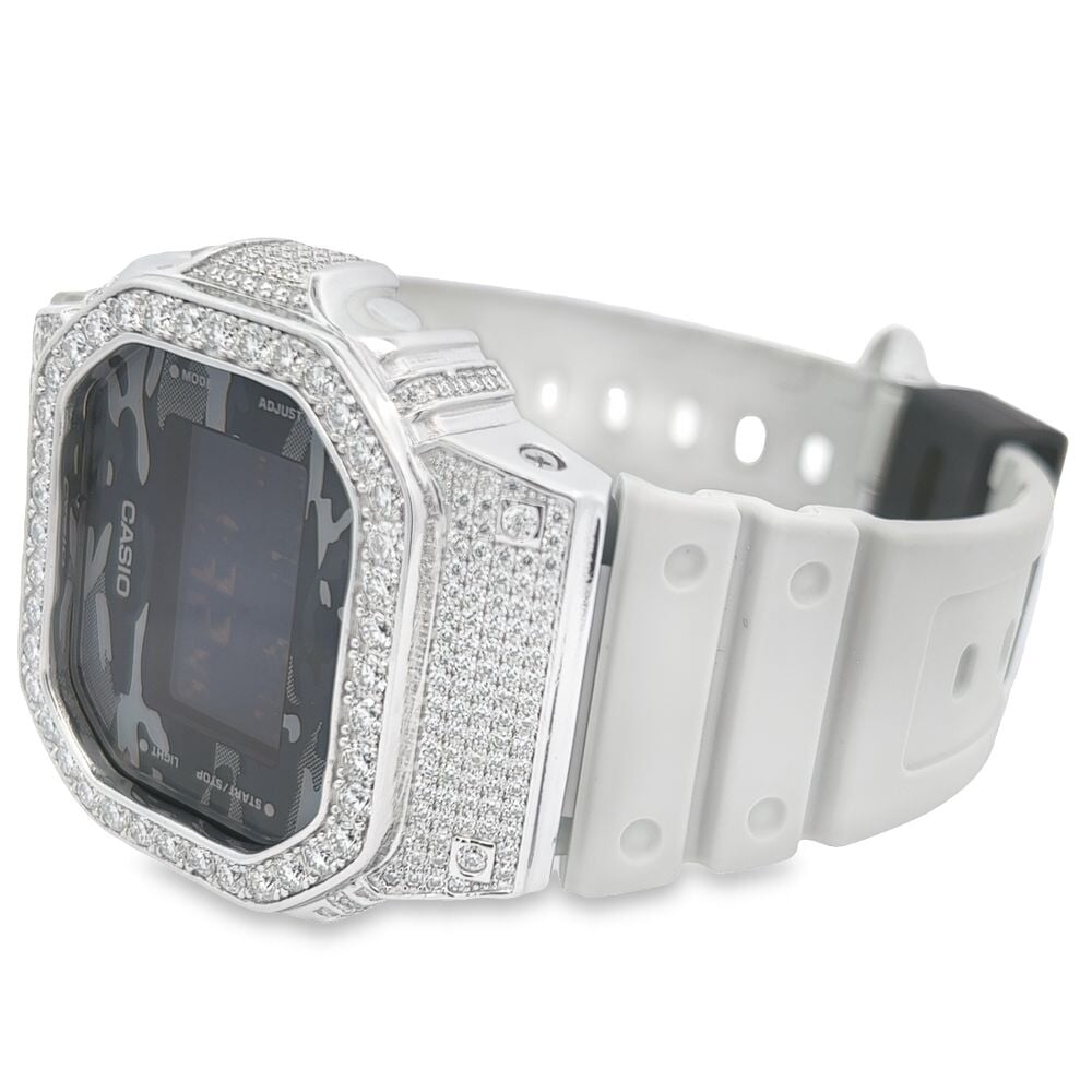 Custom G Shock DW5600 Iced Out Watch 4.50 Carat Moissanite