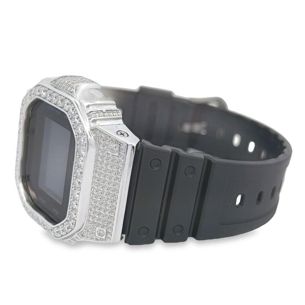 Custom G Shock DW5600 Iced Out Watch 4.50 Carat Moissanite