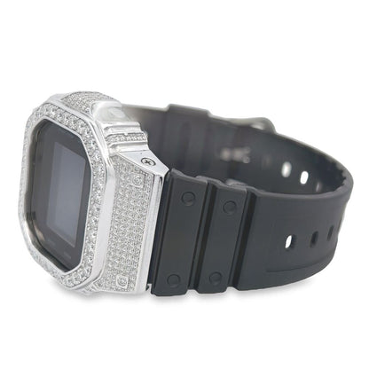 Custom G Shock DW5600 Iced Out Watch 4.50 Carat Moissanite
