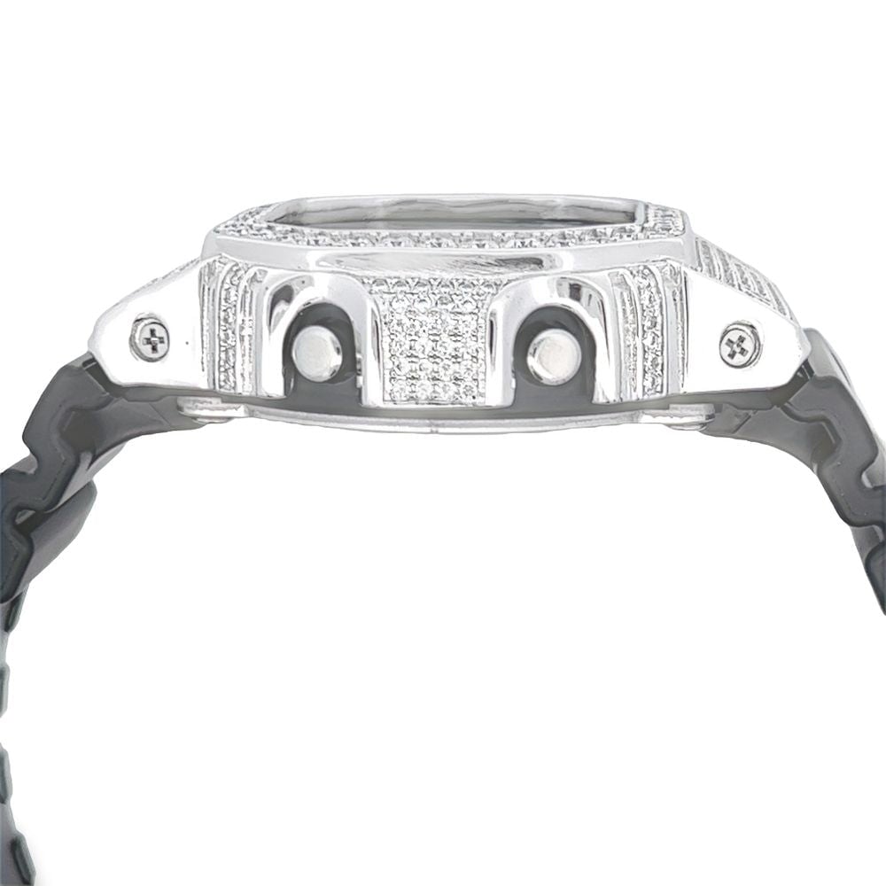 Custom G Shock DW5600 Iced Out Watch 4.50 Carat Moissanite