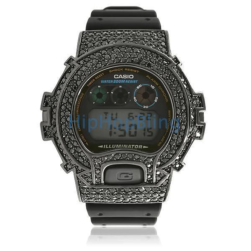 Custom G Shock Watch DW-6900 All Black Bling Bling