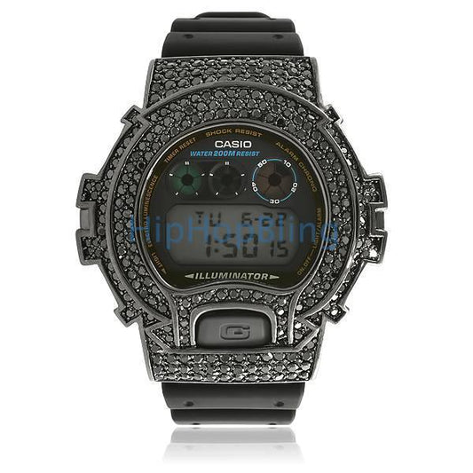 Custom G Shock Watch DW-6900 All Black Bling Bling