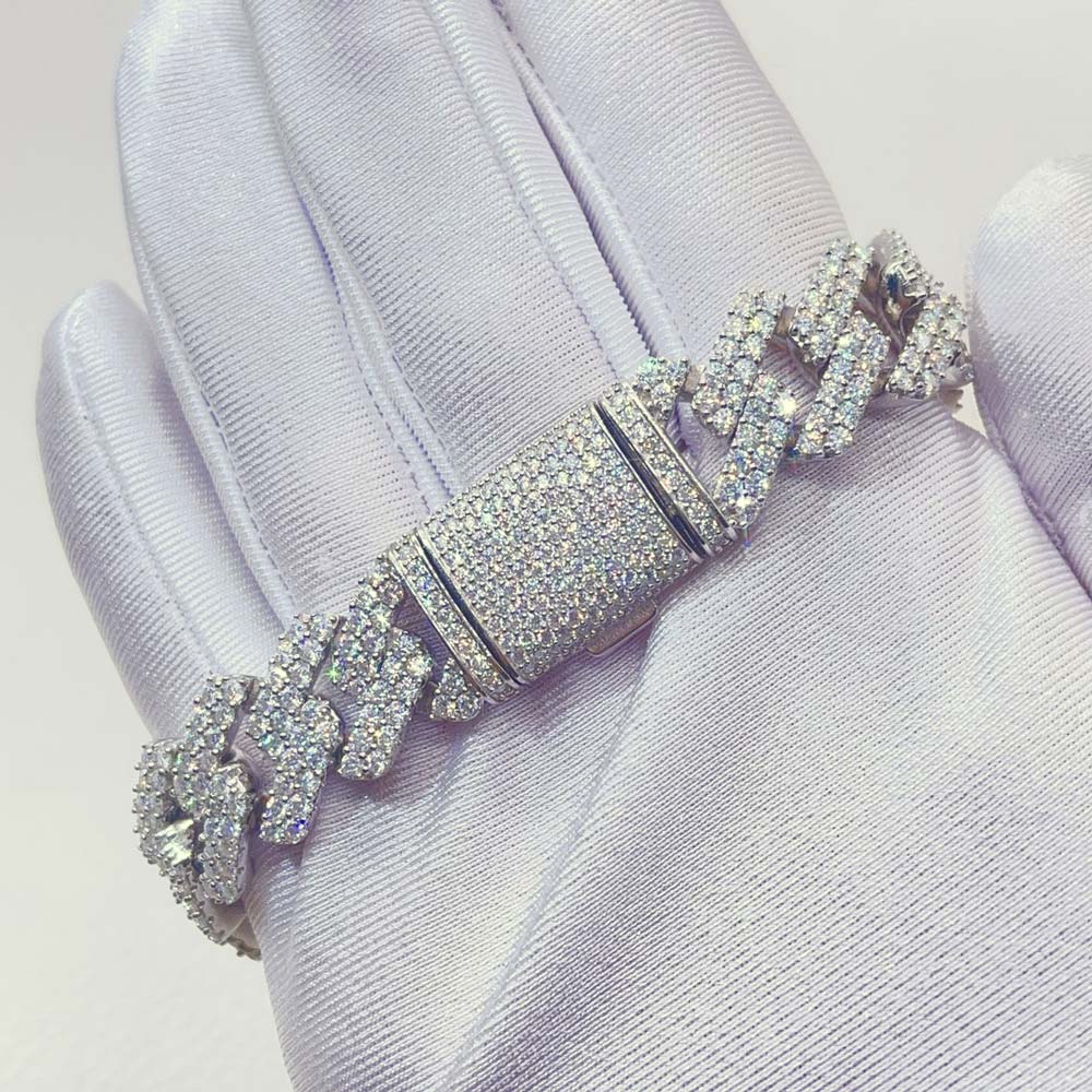 Custom Moissanite Sharp Cuban Link Iced Out Bracelet