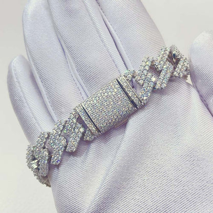 Custom Moissanite Sharp Cuban Link Iced Out Bracelet