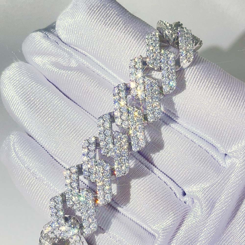 Custom Moissanite Sharp Cuban Link Iced Out Bracelet