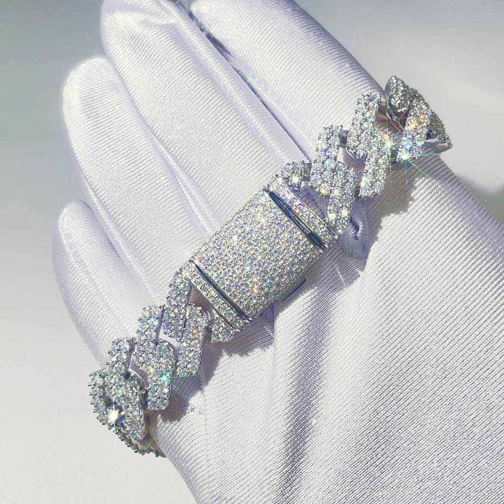Custom Moissanite Sharp Cuban Link Iced Out Bracelet