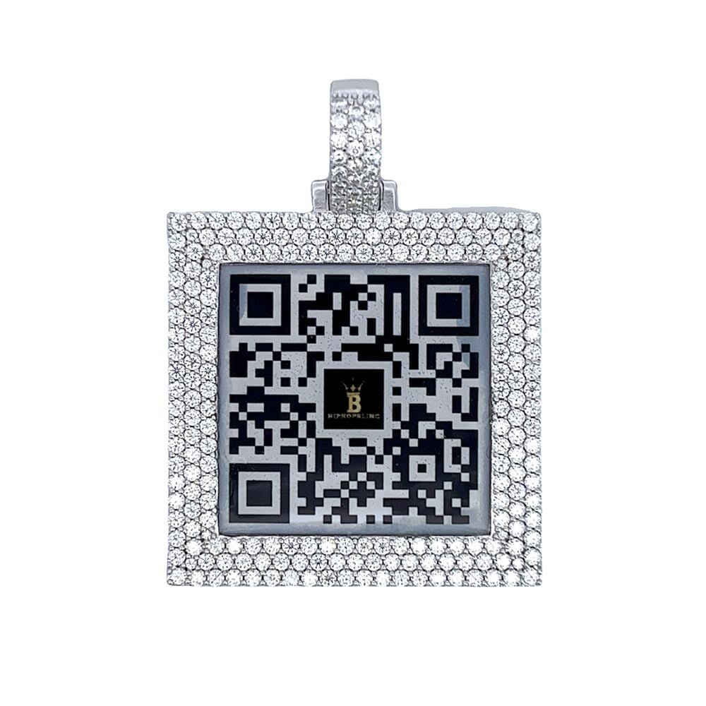 Custom QR Code / Picture Square VVS Moissanite Pendant