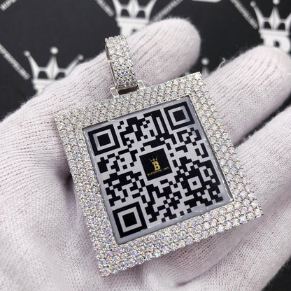 Custom QR Code / Picture Square VVS Moissanite Pendant