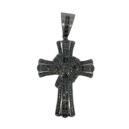 Custom Style Black Cross CZ Pendant .925 Sterling Silver