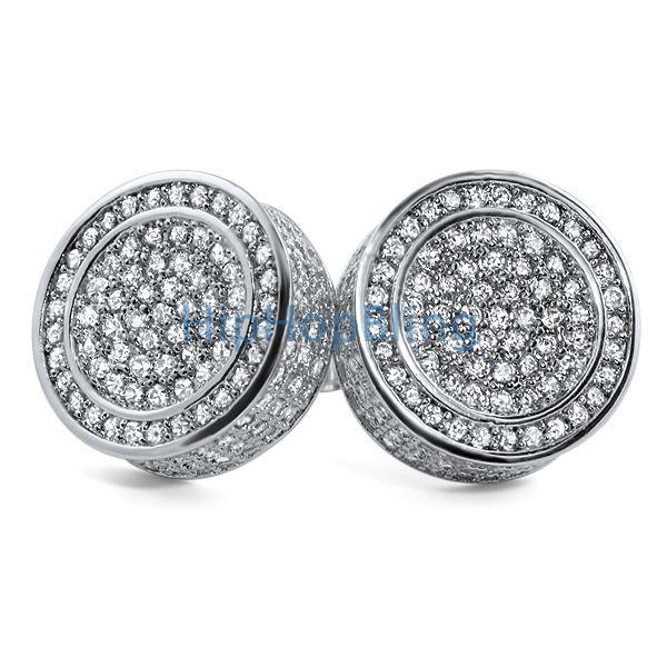 Custom XL 3D Circle CZ Bling Bling Earrings