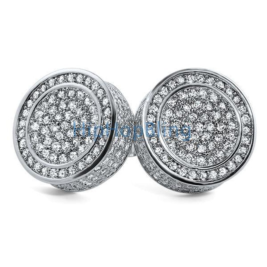 Custom XL 3D Circle CZ Bling Bling Earrings