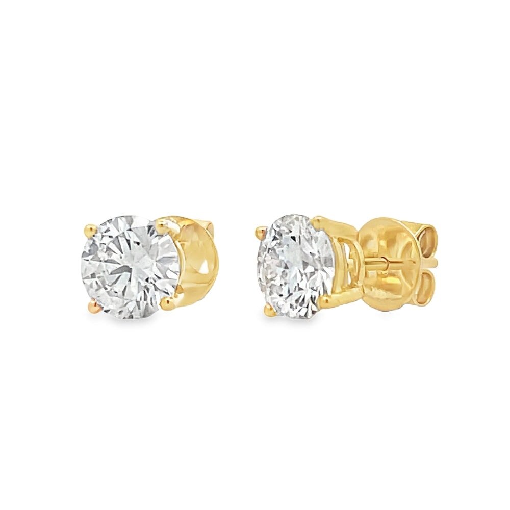 CVD Lab Grown Diamond Stud Earrings in Solid 14K Gold
