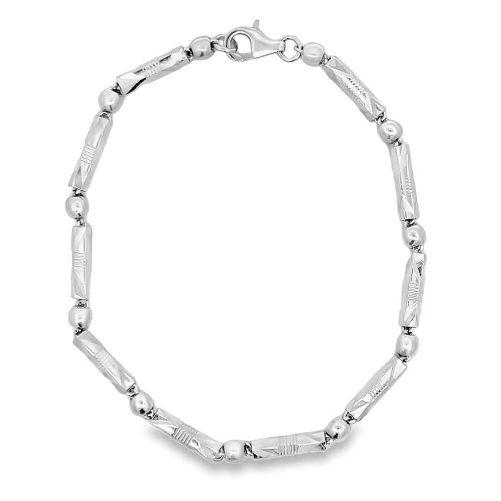 Cylinder Ball Link Bracelet .925 Sterling Silver