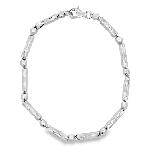 Cylinder Ball Link Bracelet .925 Sterling Silver