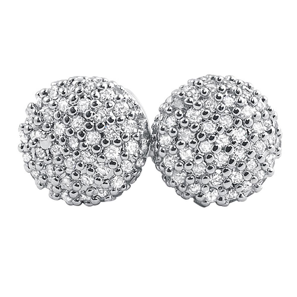 Cylinder Micro Pave CZ Earrings Rhodium
