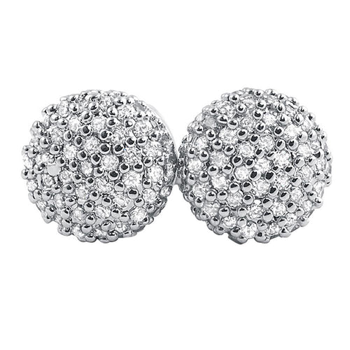 Cylinder Micro Pave CZ Earrings Rhodium