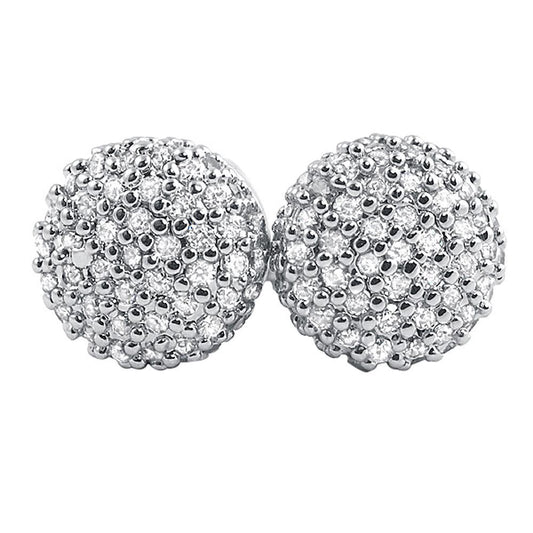 Cylinder Micro Pave CZ Earrings Rhodium