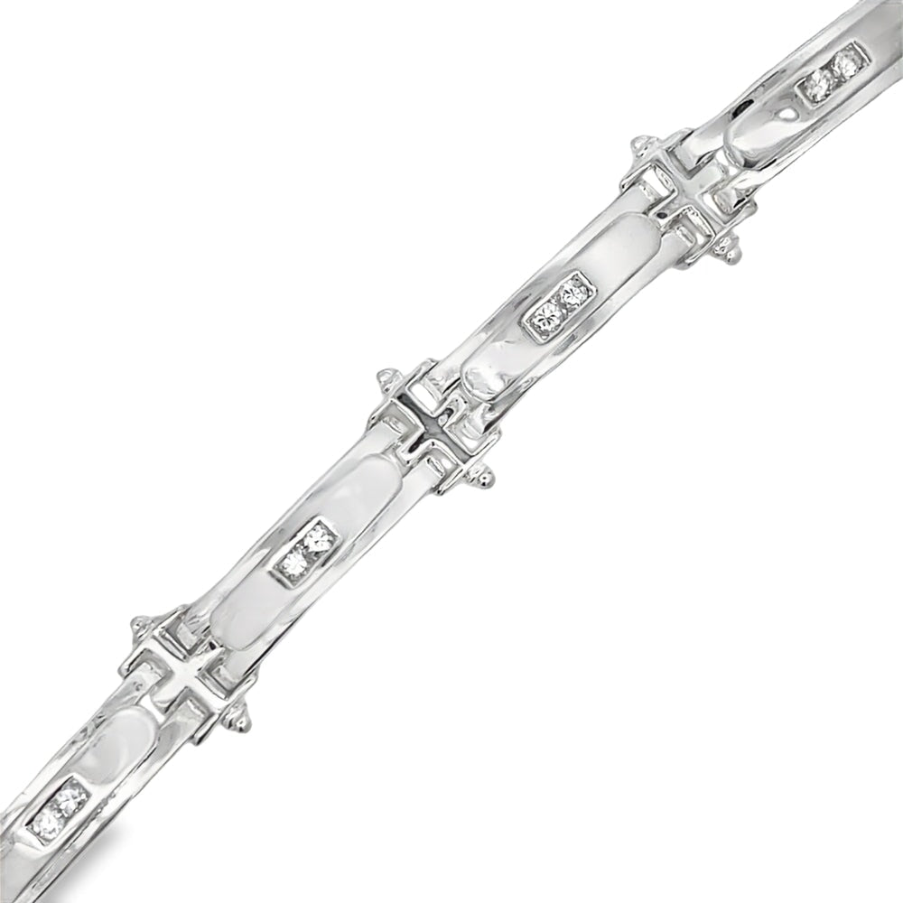 CZ Bar Link Bracelet .925 Sterling Silver