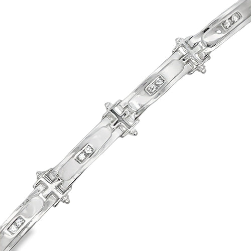 CZ Bar Link Bracelet .925 Sterling Silver